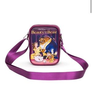 NWT DISNEY BAG, CROSS BODY, BEAUTY AND THE BEAST VHS MOVIE BOX REPLICA